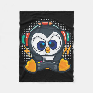 Pinguin-Gaming-Shirt Jungen Kinder Gamer-Geschenk Fleecedecke