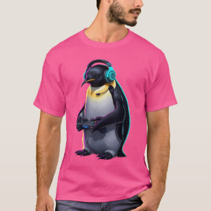Pinguin-Gaming-Tier-Videospiele-Lustiger Pinguin-V T-Shirt