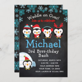 Pinguin-Geburtstags-Einladung Einladung