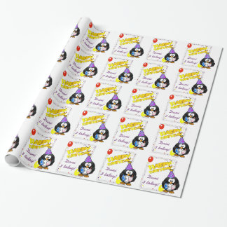 Pinguin-Geburtstagsgeschenk für Cartoon anpassen Geschenkpapier