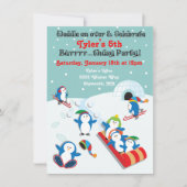 Pinguin Geburtstagsparty Winterspass Einladung (Vorderseite)