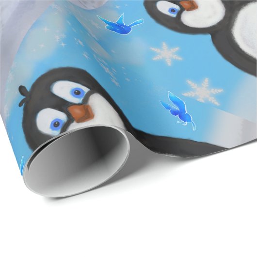 Pinguin Geburtstagsverpackung Geschenkpapier (Rolleneckpunkt)