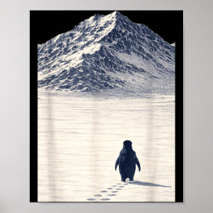 Pinguin geht allein auf Berge zu motivierend Poster