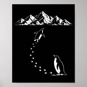 Pinguin geht allein zu Bergen nihilistischer Vogel Poster
