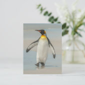Pinguin geht am Strand Postkarte (Stehend Vorderseite)