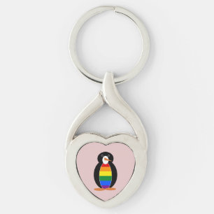 Pinguin gekleidet in der Regenbogenflagge des Gay  Schlüsselanhänger