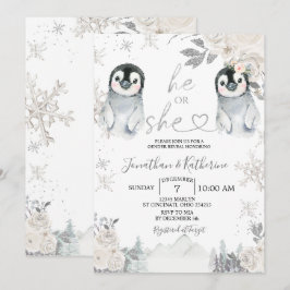 Pinguin Gender-Offenbarung Winter Schneeflocken Einladung