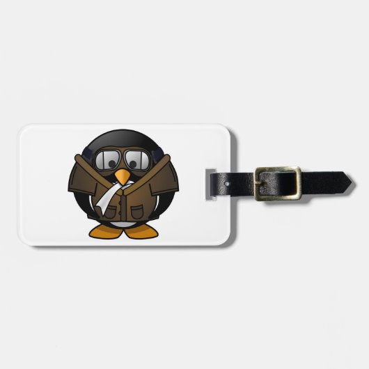 Pinguin-Geschenk-Pilot Gepäckanhänger (Vorderseite horizontal)
