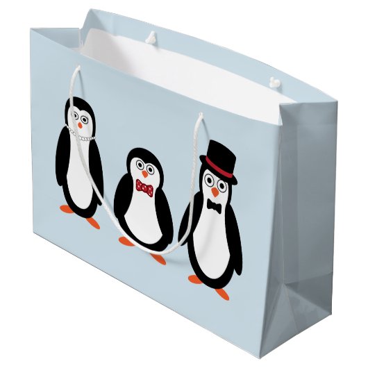 Pinguin-Geschenk-Tasche Große Geschenktüte (Rückseite Schrägansicht)