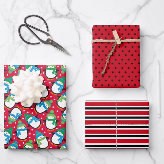 Pinguin Geschenkpapier Set (Vorderseite)