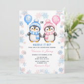 Pinguin-Geschlechtsenthüllung Er oder Sie Winter-S Einladung (Stehend Vorderseite)