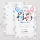 Pinguin-Geschlechtsenthüllung Er oder Sie Winter-S Einladung (Vorne/Hinten)