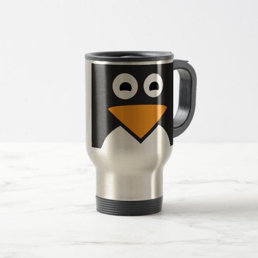Pinguin-Gesicht Reisebecher (VorderseiteRechts)
