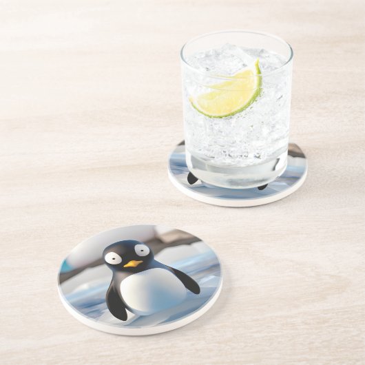 Pinguin Getränkeuntersetzer (Seite)