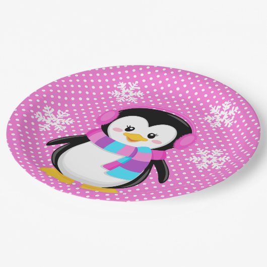 Pinguin Girl Plate Pappteller (Schrägansicht)