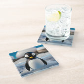 Pinguin Glasuntersetzer (Schrägansicht)