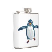 Pinguin glücklich spielerischer Spaß beim Springen Flachmann (Rechts)