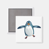 Pinguin glücklich spielerischer Spaß beim Springen Magnet (Vorderseite/Rückseite)