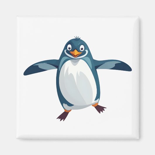 Pinguin glücklich spielerischer Spaß beim Springen Magnet (Vorne)