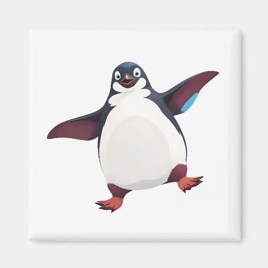 Pinguin glücklich spielerischer Spaß beim Springen Magnet (Vorne)