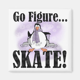 Pinguin Go Abbildung Skate T - Shirt und Geschenke Magnet