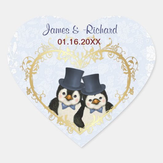 Pinguin Grooms Wedding Stickers - Anpassen (Vorderseite)