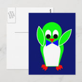 Pinguin - grün postkarte (Vorne/Hinten)