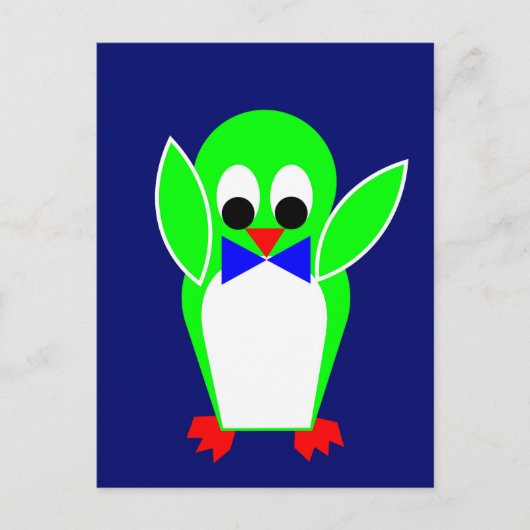 Pinguin - grün postkarte (Vorderseite)