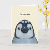 Pinguin Grußkarte Karte (Gelbe Blume)