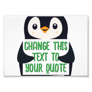 Pinguin hält ein Schild mit einer benutzerdefinier