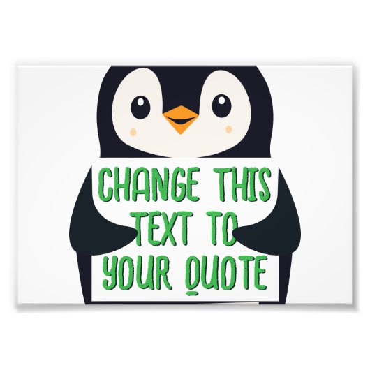 Pinguin hält ein Schild mit einer benutzerdefinier (Vorne)