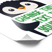 Pinguin hält ein Schild mit einer benutzerdefinier (Ecke)