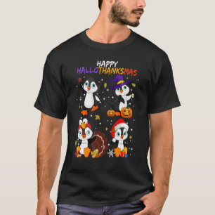 Pinguin Happy Hallothanksmas Halloween Thanksgivin T-Shirt