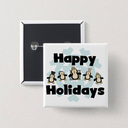 Pinguin Happy Holidays - Geschenke Button (Vorne & Hinten)