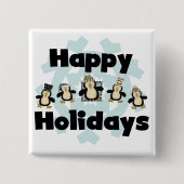 Pinguin Happy Holidays - Geschenke Button (Vorderseite)