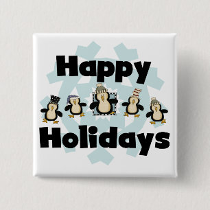 Pinguin Happy Holidays - Geschenke Button