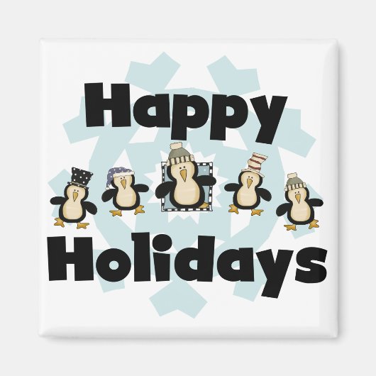 Pinguin Happy Holidays - Geschenke Magnet (Vorne)