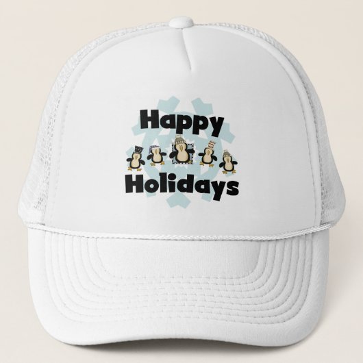 Pinguin Happy Holidays - Geschenke Truckerkappe (Vorderseite)