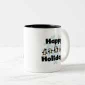 Pinguin Happy Holidays - Geschenke Zweifarbige Tasse (VorderseiteRechts)