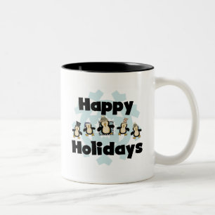 Pinguin Happy Holidays - Geschenke Zweifarbige Tasse