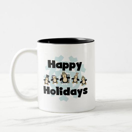 Pinguin Happy Holidays - Geschenke Zweifarbige Tasse (Links)