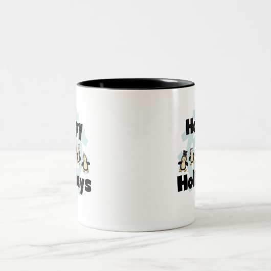 Pinguin Happy Holidays - Geschenke Zweifarbige Tasse (Mittel)