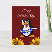 Pinguin Happy Mother's Day Falted Grußkarte Karte (Vorderseite)
