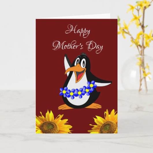 Pinguin Happy Mother's Day Falted Grußkarte Karte (Gelbe Blume)
