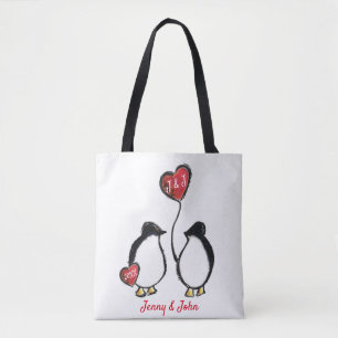 Pinguin & Herz Hochzeit/Jubiläum Tasche
