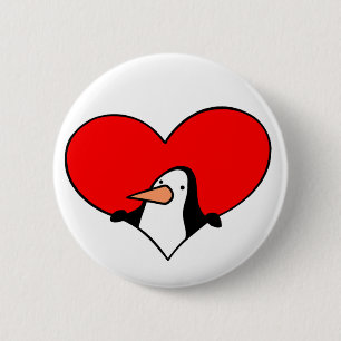 Pinguin-Herzknopf Button