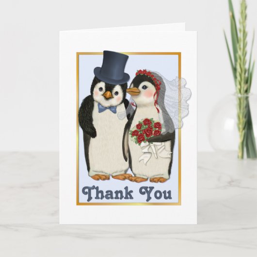 Pinguin-Hochzeit - Dankeskarten Dankeskarte (Vorderseite)