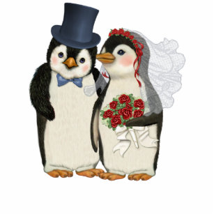 Pinguin-Hochzeit Freistehende Fotoskulptur