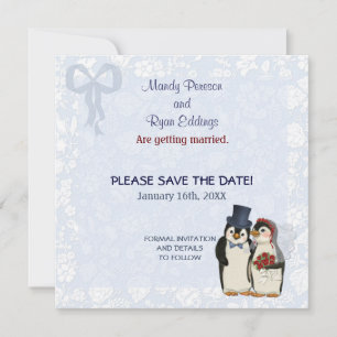 Pinguin-Hochzeit - Termin vormerken Save The Date