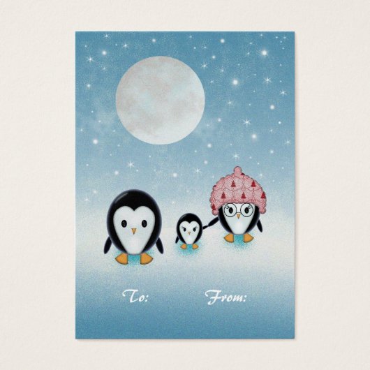 Pinguin Holiday-Geschenketiketten (Vorderseite)